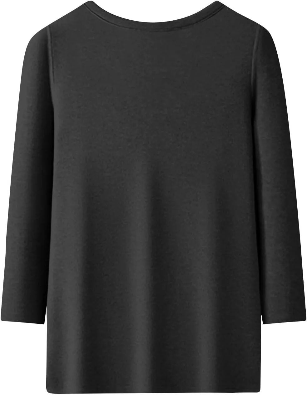 3/4 Length Sleeve Womens Tops Thermal Funny Shirts Dressy Fleece Three Quarter Length Blouses Crewneck Sweatshirt