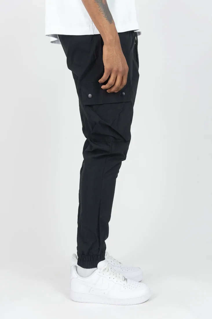 451R Solid Nylon Cargo Pants - Black