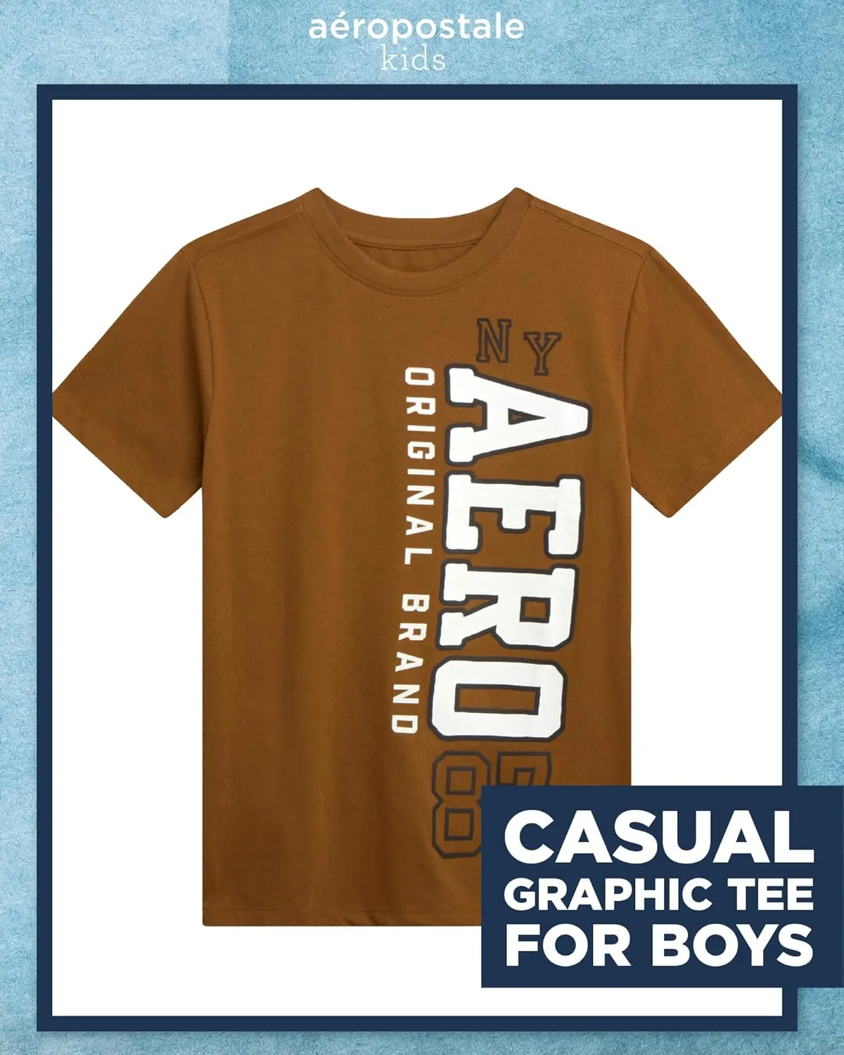 AEROPOSTALE Boys Graphic Tees - Crewneck Pullover Short Sleeve Shirt Casual Tops Kids Youth Graphic Tee for Boys (Size: 8-16)