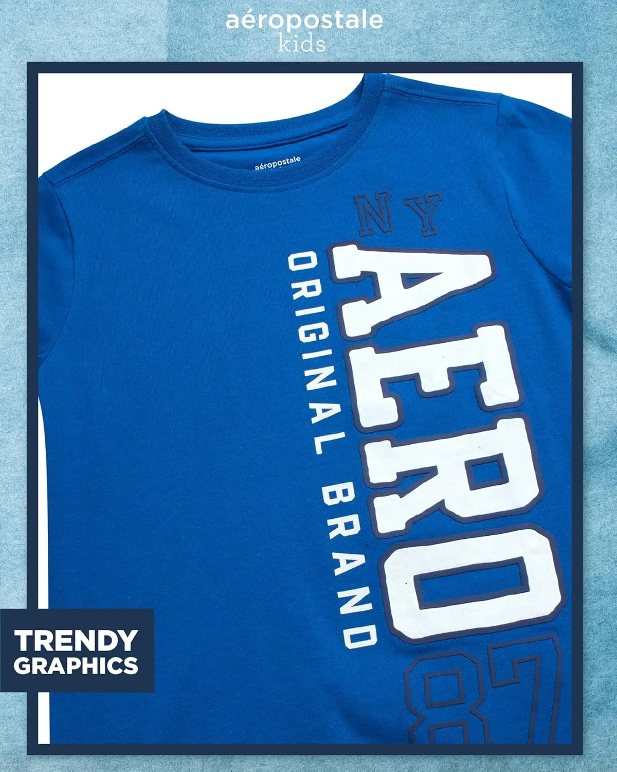 AEROPOSTALE Boys Graphic Tees - Crewneck Pullover Short Sleeve Shirt Casual Tops Kids Youth Graphic Tee for Boys (Size: 8-16)