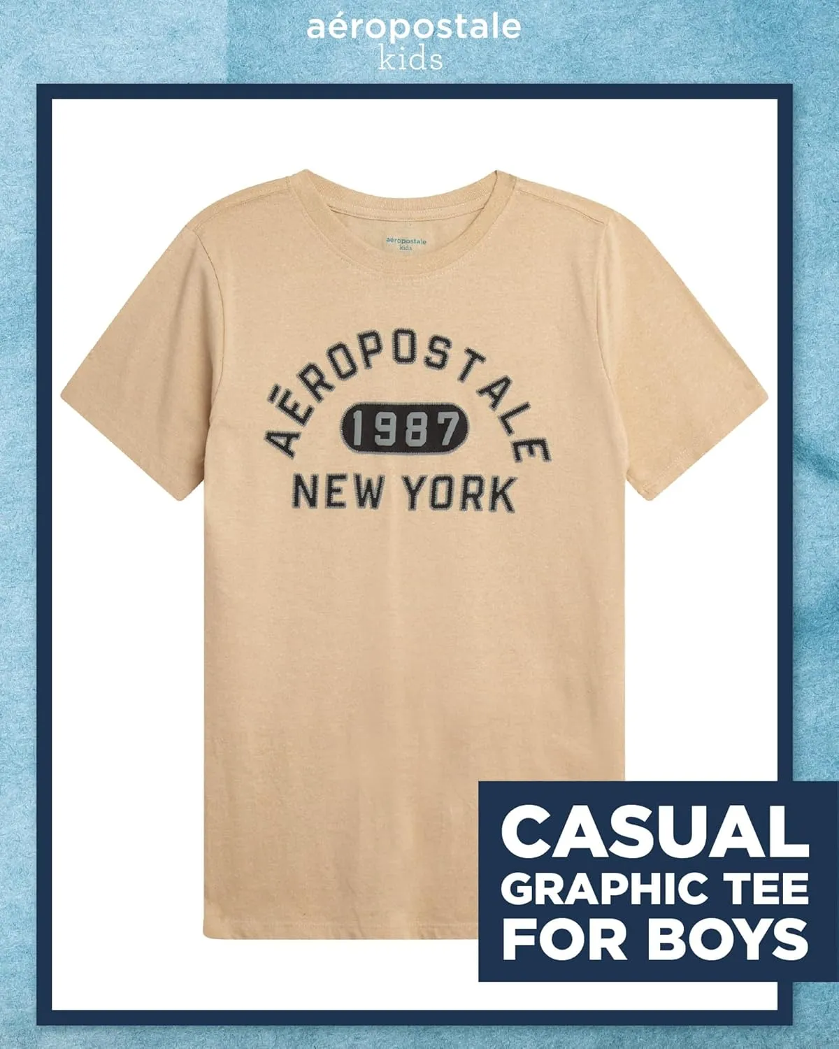 AEROPOSTALE Boys Graphic Tees - Crewneck Pullover Short Sleeve Shirt Casual Tops Kids Youth Graphic Tee for Boys (Size: 8-16)