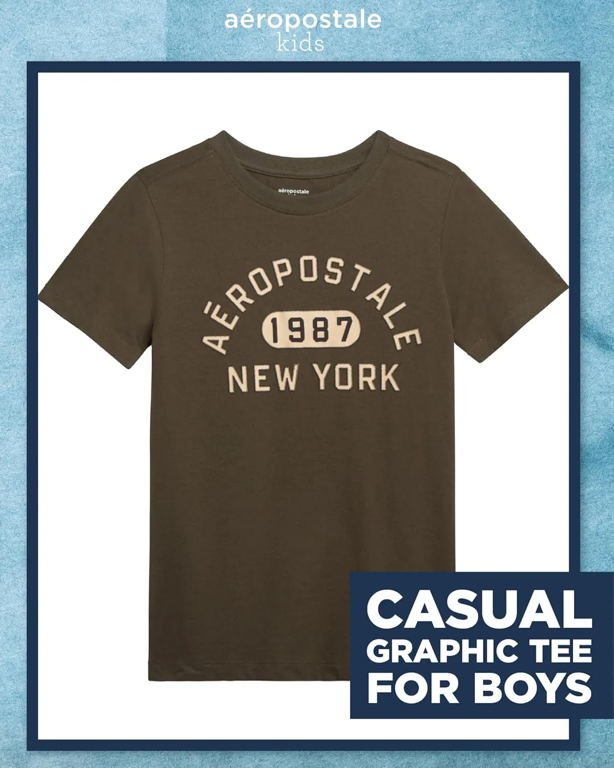 AEROPOSTALE Boys Graphic Tees - Crewneck Pullover Short Sleeve Shirt Casual Tops Kids Youth Graphic Tee for Boys (Size: 8-16)