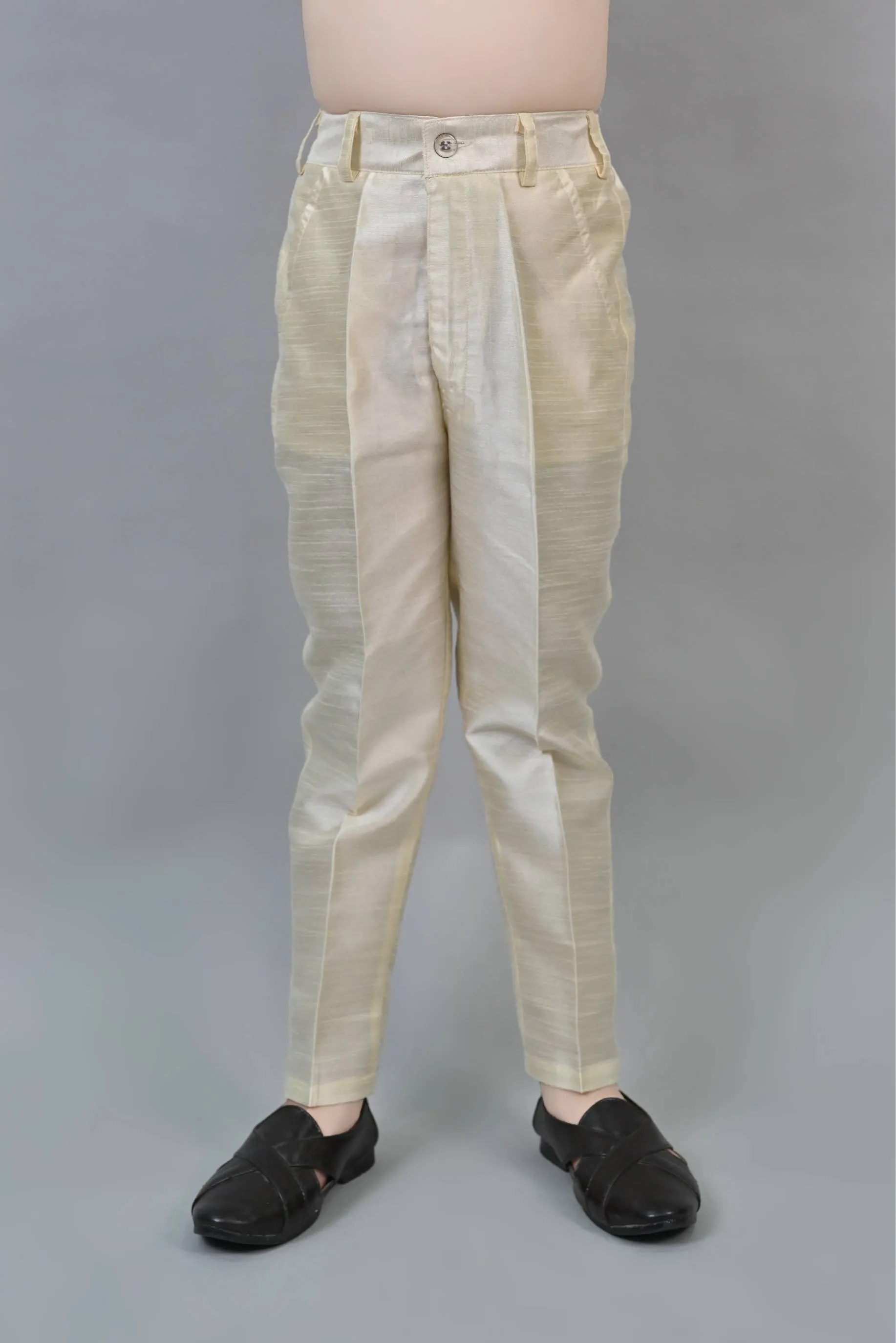 Ahhaaaa Kids Ethnic Jacquard Silk Sequin Printed Indo-Western Sherwani Set with Maala for Boys