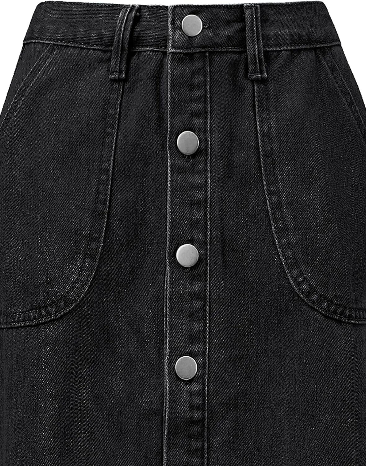 Allegra K Women's Denim Skirts Raw Hem Button Down Midi Jeans Skirt