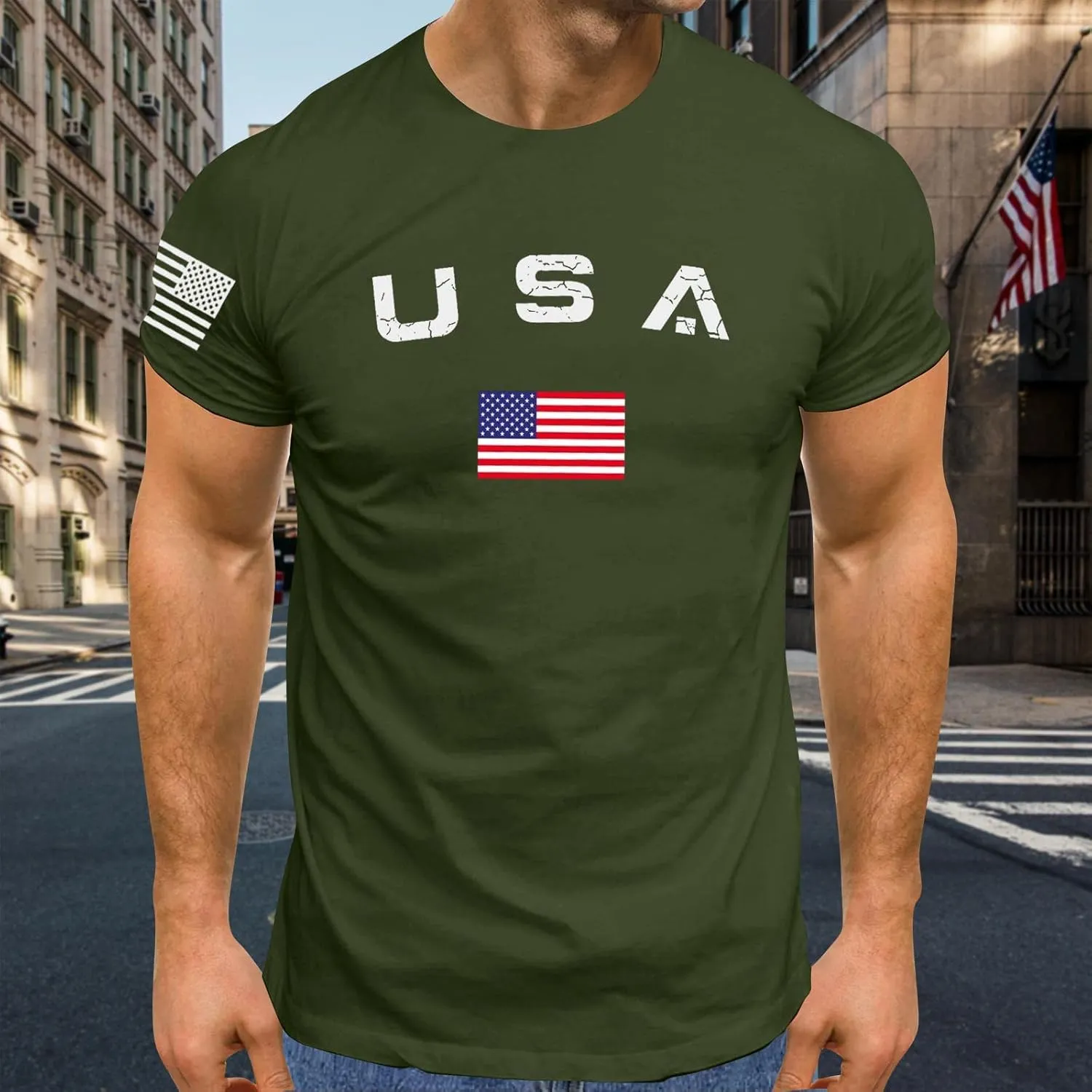 American Flag Shirt Men Fourth of July USA Patriotic Graphic America Tshirts Oversized Funny Summer Independence Day Shirt