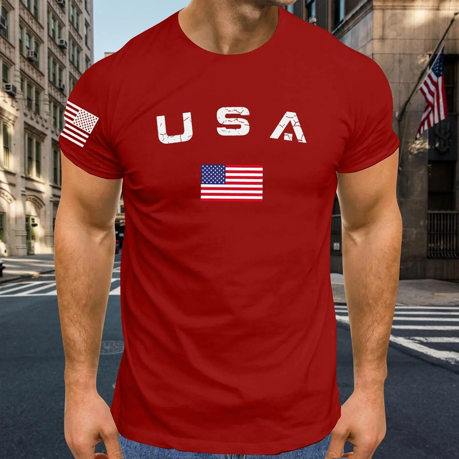 American Flag Shirt Men Fourth of July USA Patriotic Graphic America Tshirts Oversized Funny Summer Independence Day Shirt