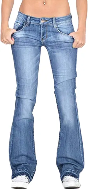 Andongnywell Women's Classic Flare Jeans,High Waist Bootcut Flared Jeans Bell Bottom Raw Hem Denim Pants