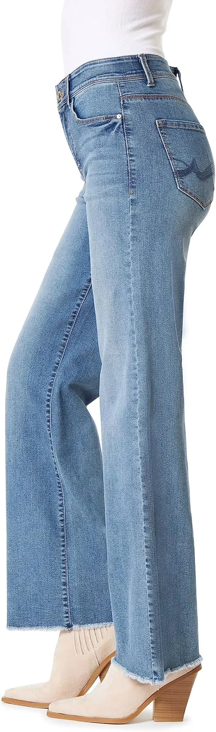Angels Forever Young Women's 360 Sculpt Mid-Rise Wide Leg Jeans