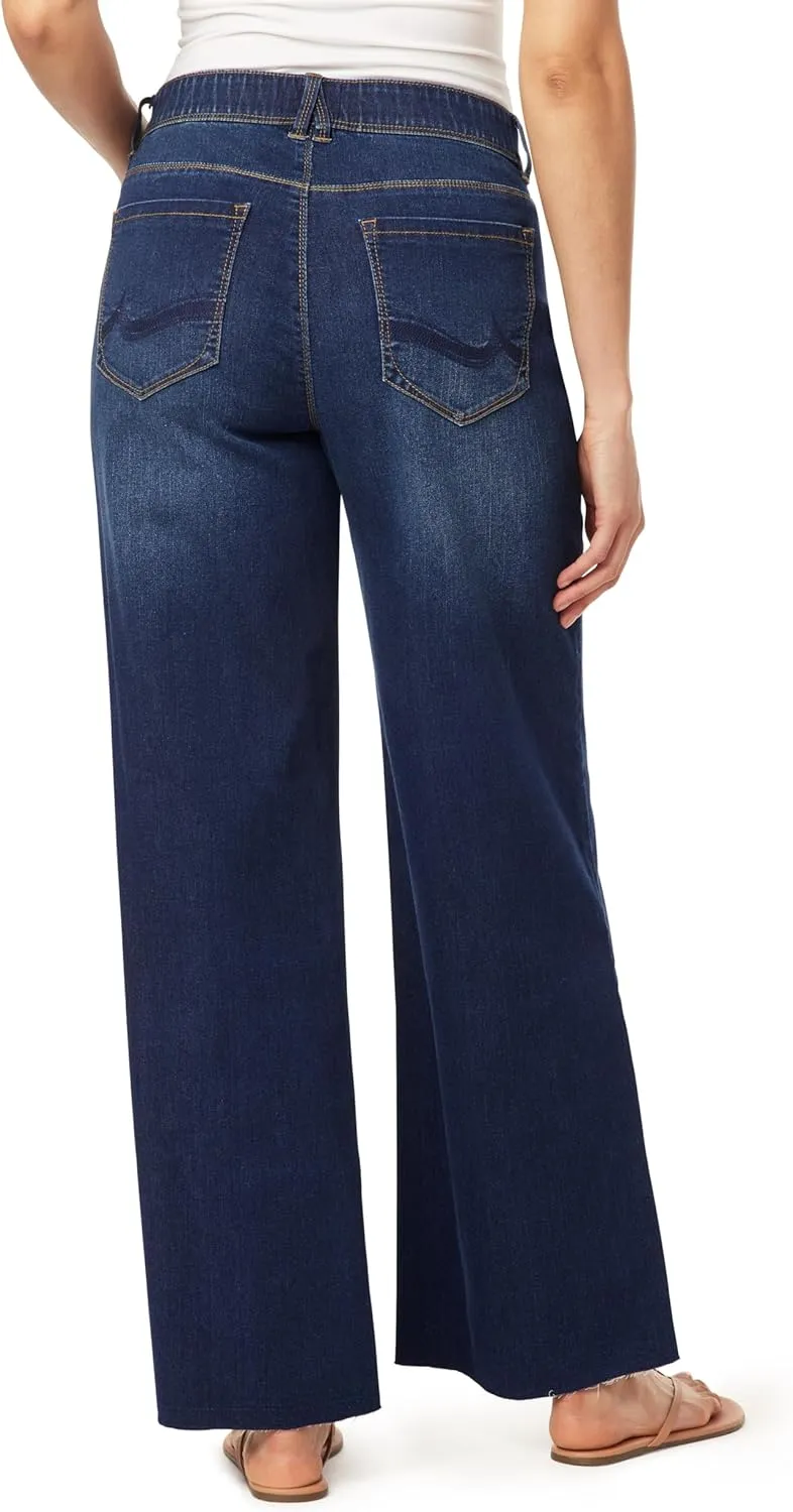 Angels Forever Young Women's 360 Sculpt Mid-Rise Wide Leg Jeans