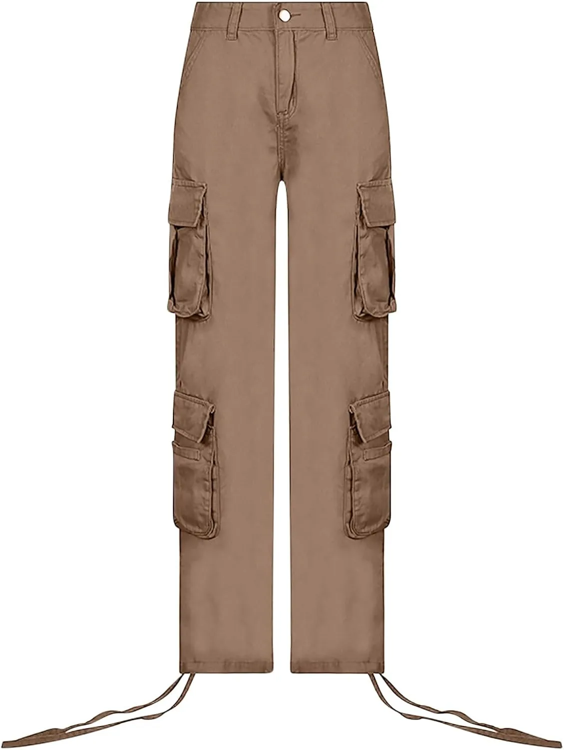 Anjikang Parachute Cargo Pants for Women Y2K Teen Girls Trendy Low Waist Wide Leg Cargos Multi Pockets Travel Hiking Trousers