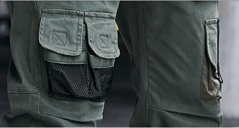 Astellarie Mens Streetwear Hip Hop Punk Loose Fit Elastic Waist Cargo Jogger Pants with Multi Pockets