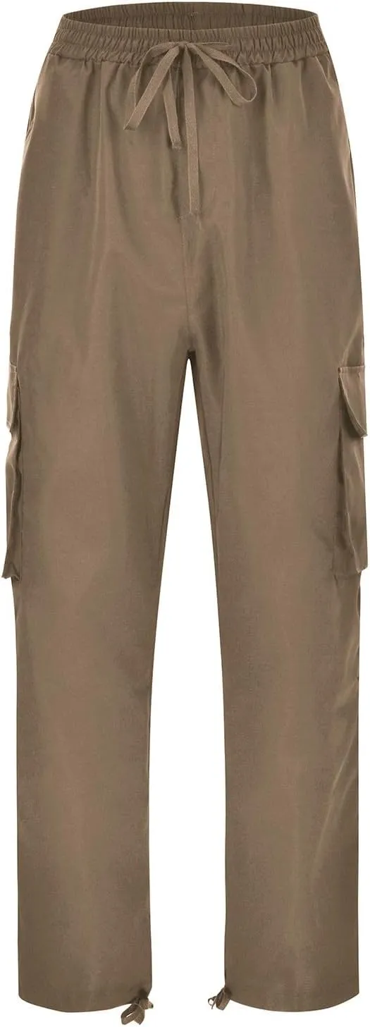 Athletic Joggers Hiking Pants Hat Multi Woven Pocket Foot Rope Solid Pants Street Cargo Gym Hiking Running Sweatpants