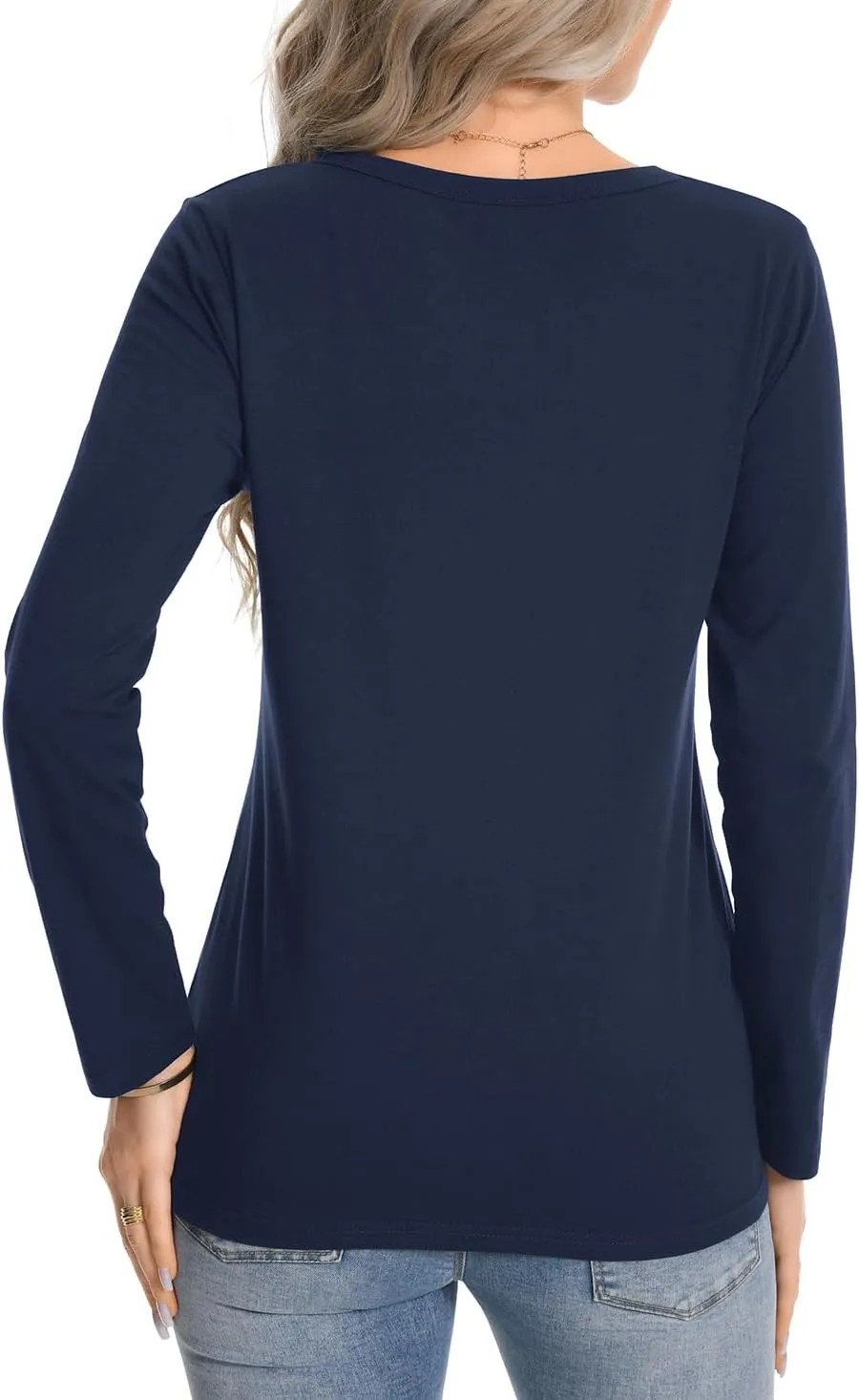 Auriviz Womens Long Sleeve Shirts Crew Neck Basic Tee Fall Trendy Cotton Tops Loose Fitted T Shirts Blouses