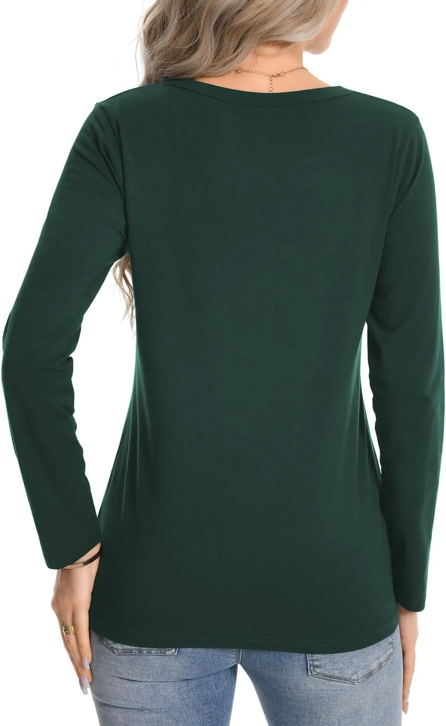 Auriviz Womens Long Sleeve Shirts Crew Neck Basic Tee Fall Trendy Cotton Tops Loose Fitted T Shirts Blouses