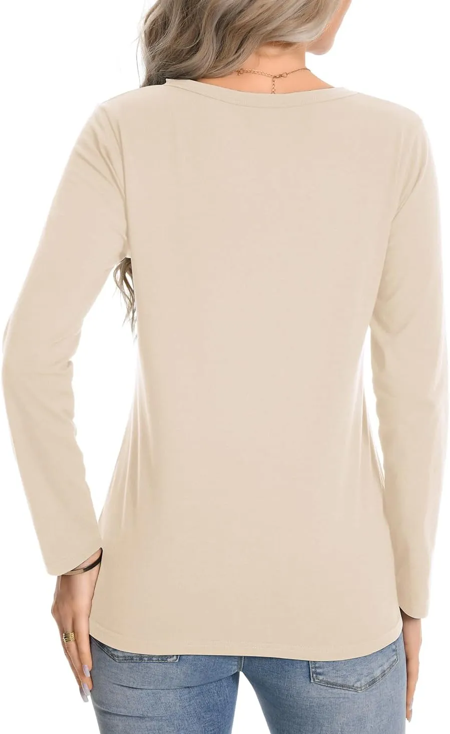 Auriviz Womens Long Sleeve Shirts Crew Neck Basic Tee Fall Trendy Cotton Tops Loose Fitted T Shirts Blouses