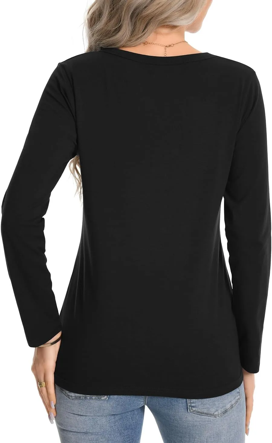 Auriviz Womens Long Sleeve Shirts Crew Neck Basic Tee Fall Trendy Cotton Tops Loose Fitted T Shirts Blouses
