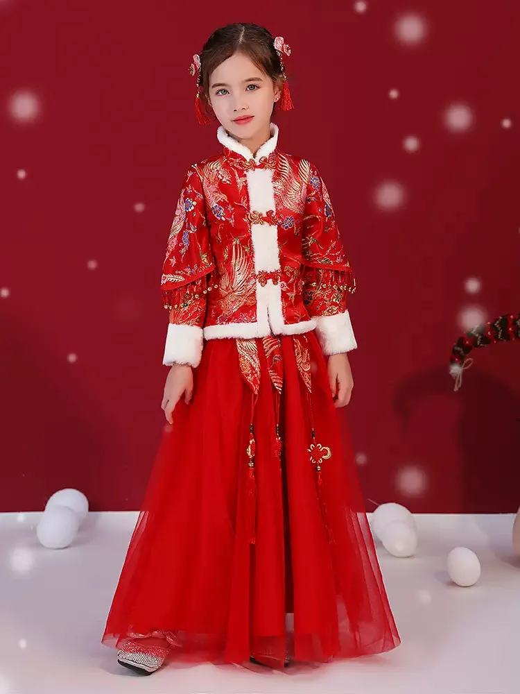 Autumn/Winter Girls' Long Sleeved Ancient Dress National Style Tang Suit
