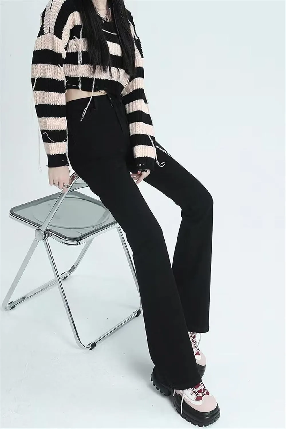 AYGJKIE Women's Jeans, Long, Stretch, Skinny, Elegant, Bootcut, Flared, high-Waisted, Wide-Leg, Denim, Flared Jeans