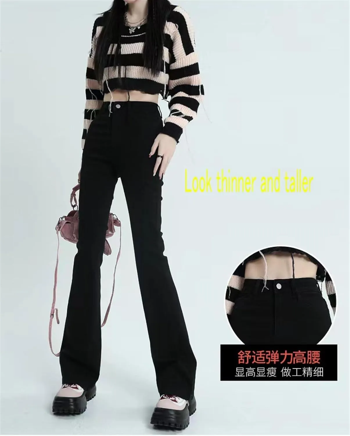AYGJKIE Women's Jeans, Long, Stretch, Skinny, Elegant, Bootcut, Flared, high-Waisted, Wide-Leg, Denim, Flared Jeans