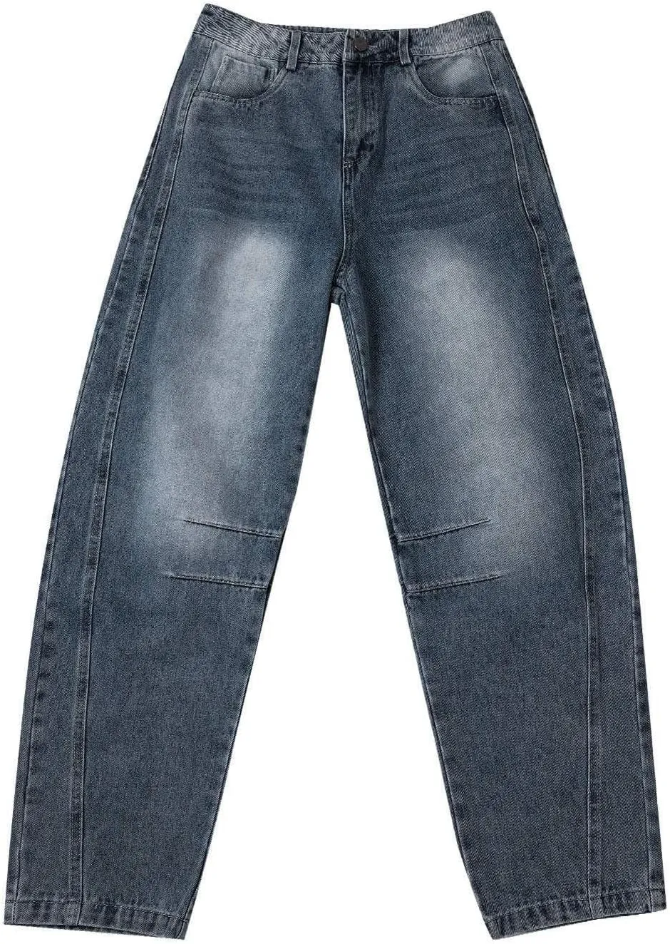 Barrel Jeans for Women Mid Rise Cropped Pants Wide Leg Cheetah Print Boyfriend Jeans Trendy Straight Leg Pants