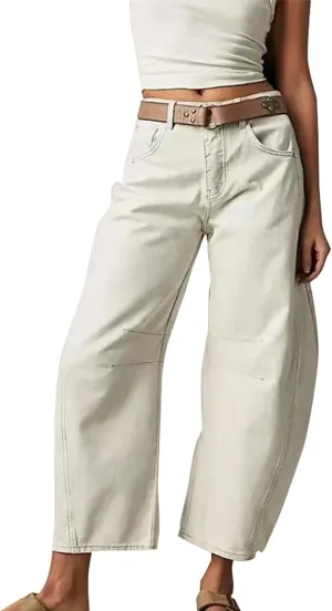 Barrel Jeans for Women Mid Rise Cropped Pants Wide Leg Cheetah Print Boyfriend Jeans Trendy Straight Leg Pants