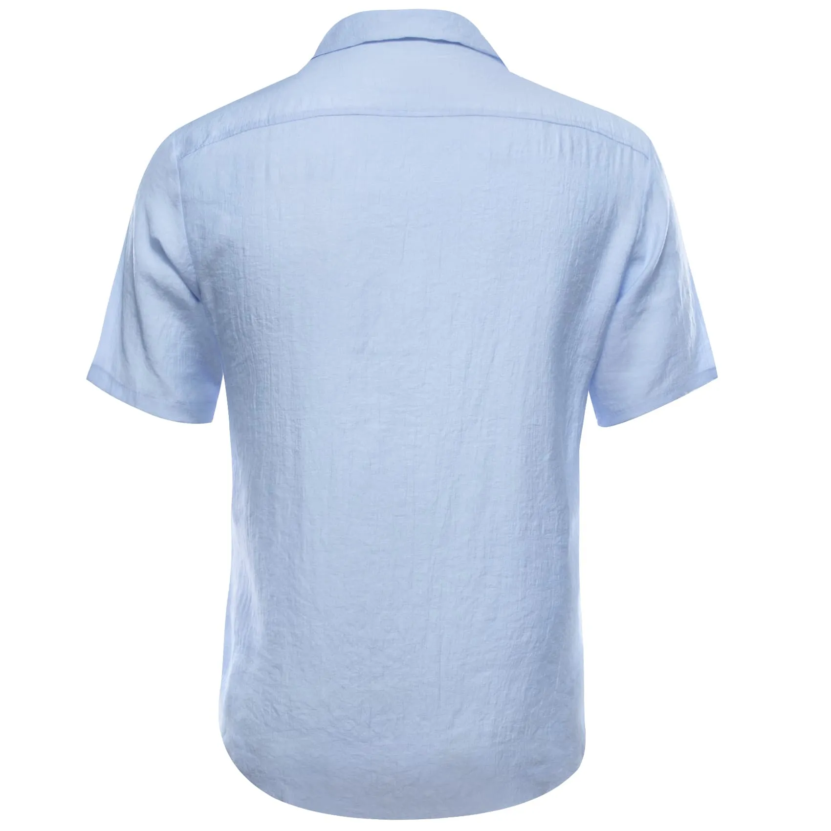 Barry Wang Blue Shirt Arctic Blue Solid Short Sleeve Mens Dress Shirt
