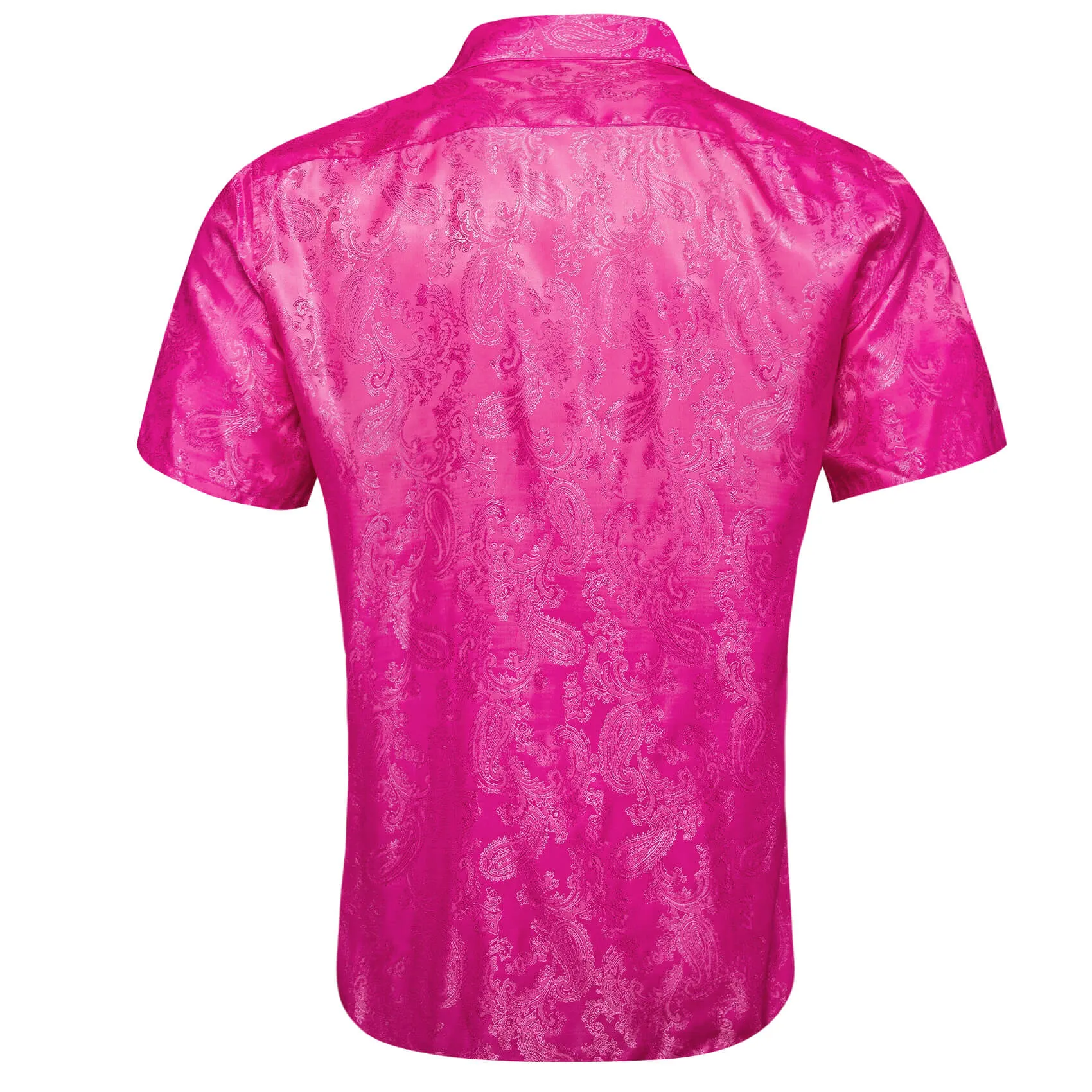 Barry Wang Short Sleeve Shirt Jacquard Paisley Deep Pink Shirt