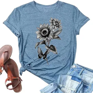 Bealatt Women's Sunflower Graphic Shirts Sunflower Pattern Print Tank Tops Casual Sleeveless Summer Tops Holiday Tee Shirt