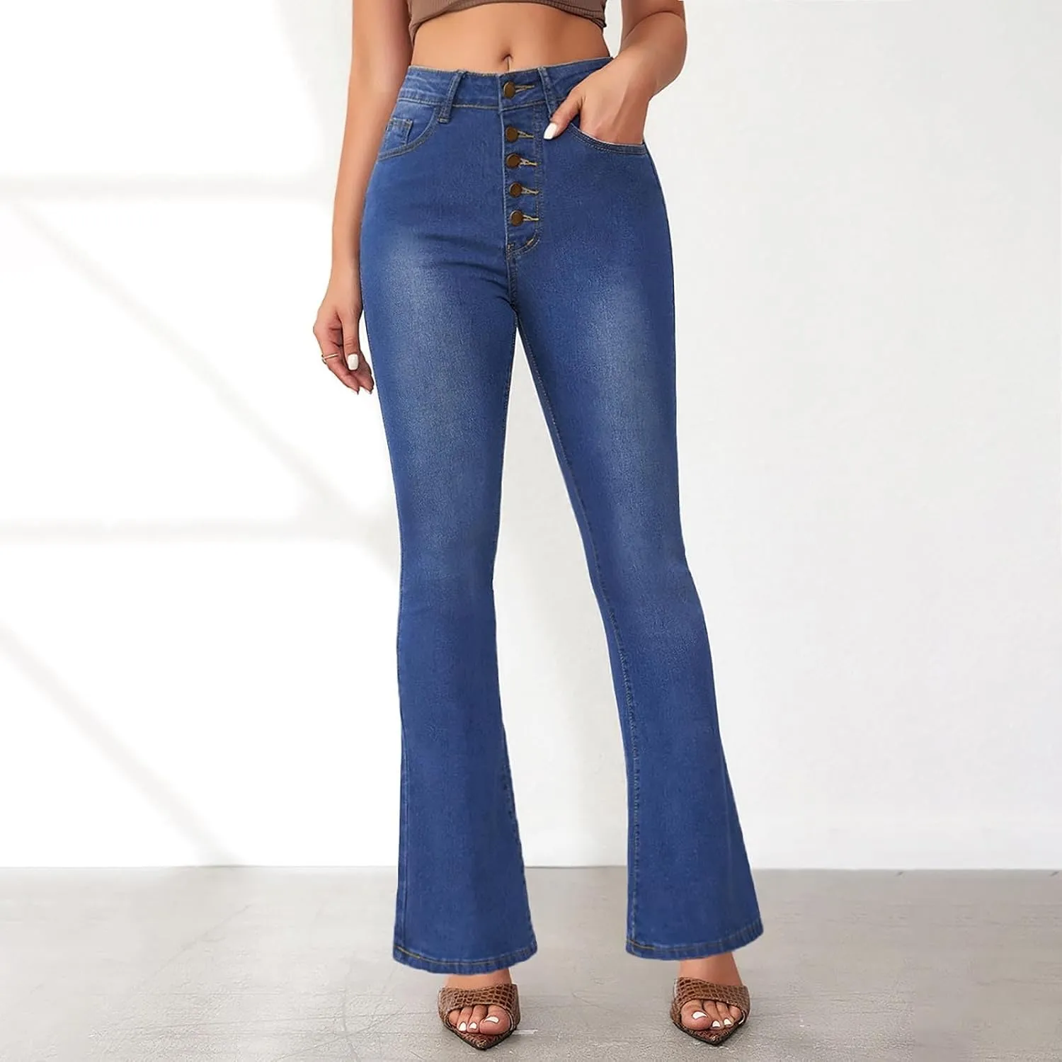 Bell Bottom Jeans for Women High Waisted Butt Lifting Plus Size Flare Jeans Stretch Wide Leg Bootcut Denim Pants