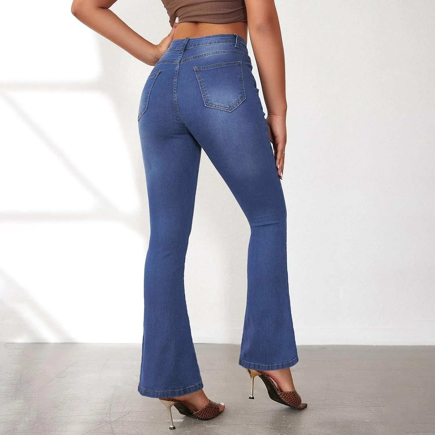 Bell Bottom Jeans for Women High Waisted Butt Lifting Plus Size Flare Jeans Stretch Wide Leg Bootcut Denim Pants