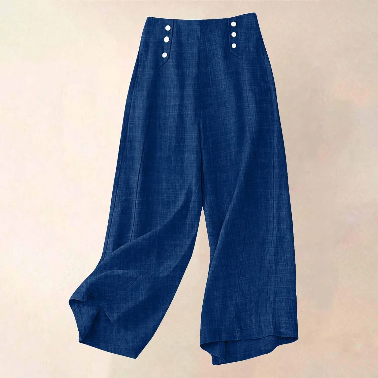 Bidobibo Linen Pants for Women Loose High Waisted Palazzo Pants Belted Wide Leg Trousers with Pockets Summer Beach Trousers