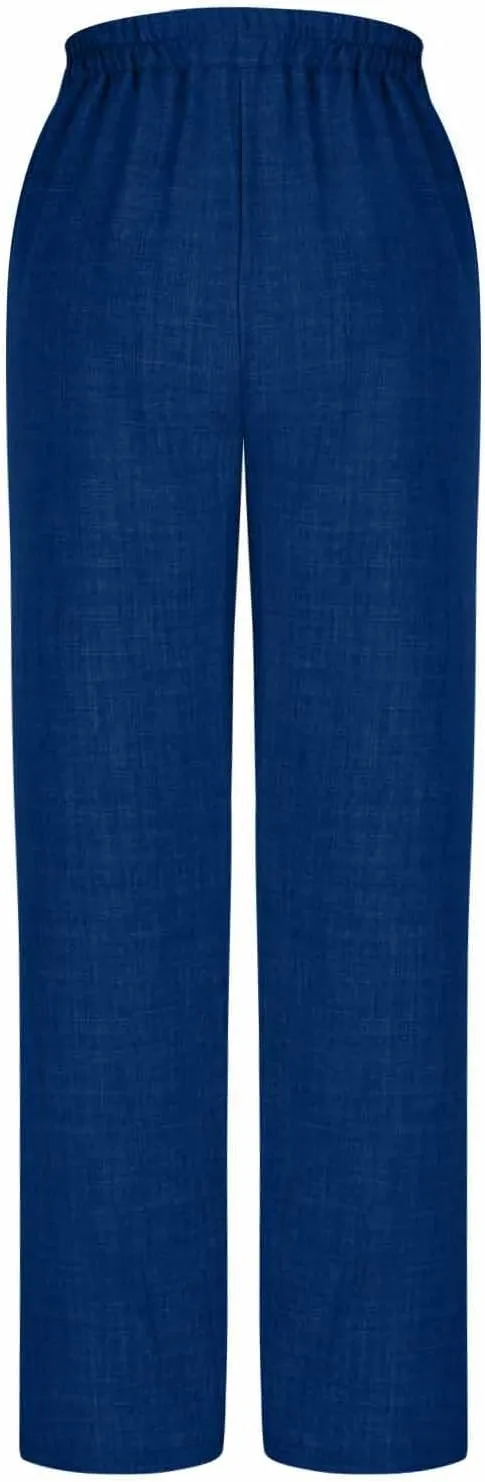 Bidobibo Linen Pants for Women Loose High Waisted Palazzo Pants Belted Wide Leg Trousers with Pockets Summer Beach Trousers