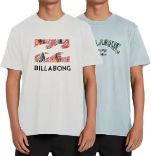Billabong Mens 2 Pack Short Sleeve Lounge Crew Tee Graphic Lounge Wear Crewneck