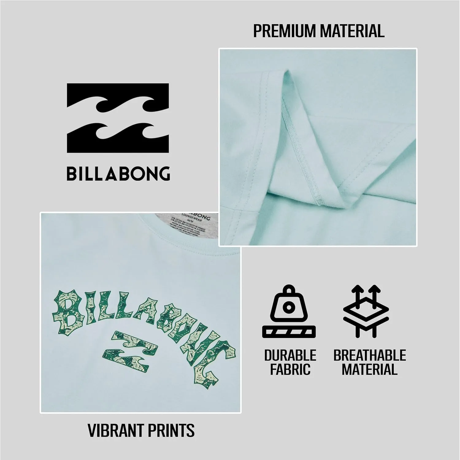 Billabong Mens 2 Pack Short Sleeve Lounge Crew Tee Graphic Lounge Wear Crewneck