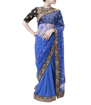 BLACK AND BLUE SAREE