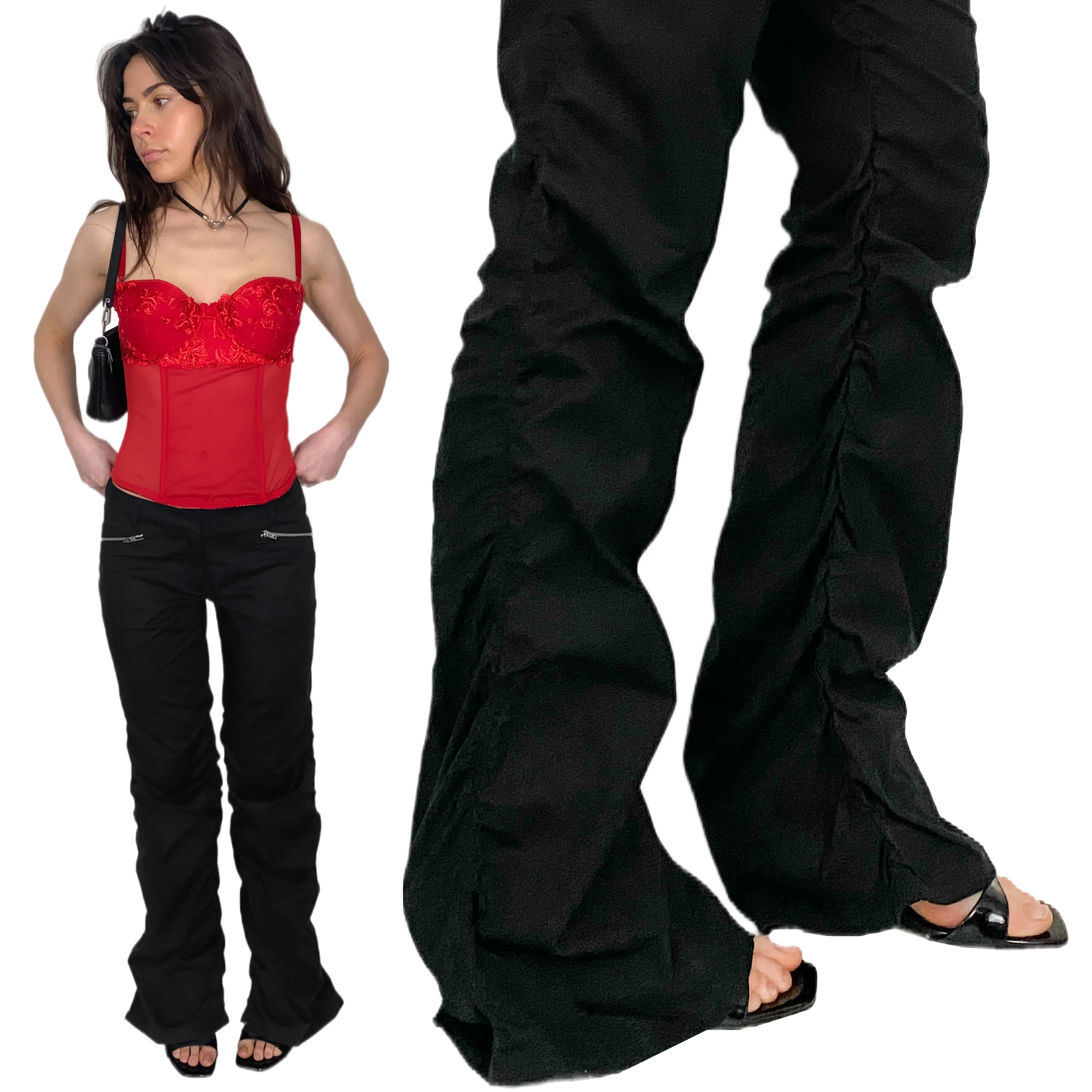 Black Bebe Scrunch Pants (S)