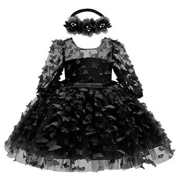 Butterfly Decorated Baby Girl Princess Birthday Dresses