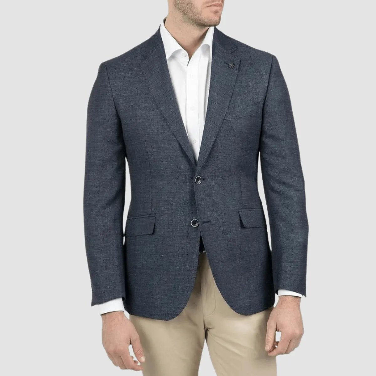 Cambridge glamorgan sports jacket in denim blue linen wool blend