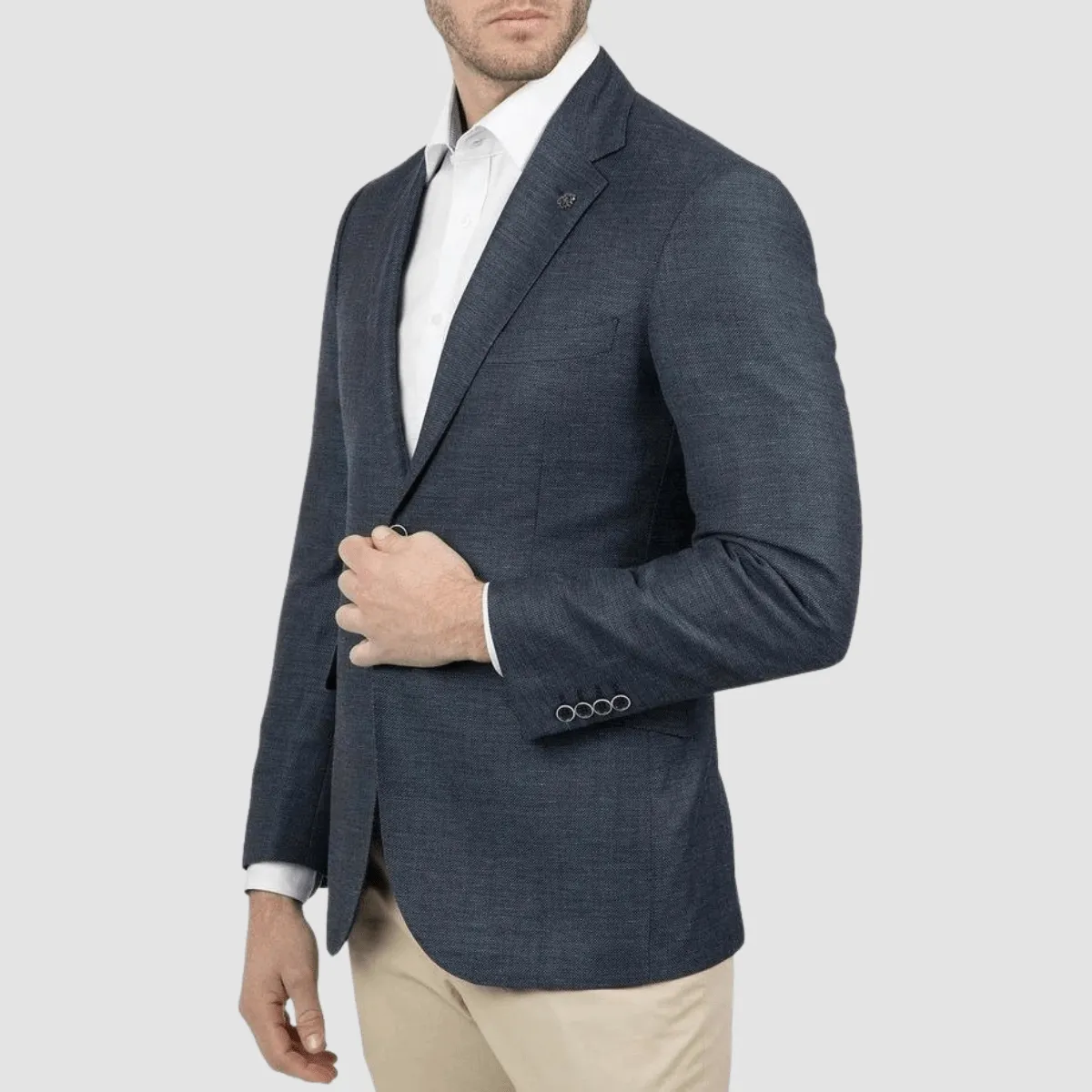 Cambridge glamorgan sports jacket in denim blue linen wool blend