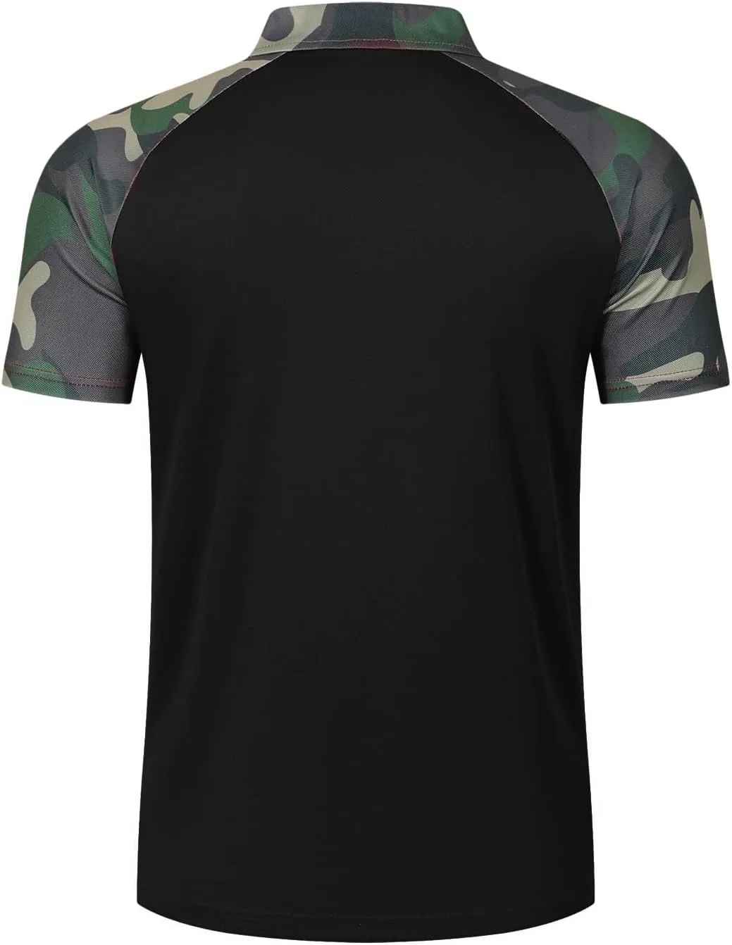 Camouflage Polo T Shirts for Men Slim Fit Raglan Short Sleeve Half Button Tactical Golf Shirts Tennis Muscle Shirt