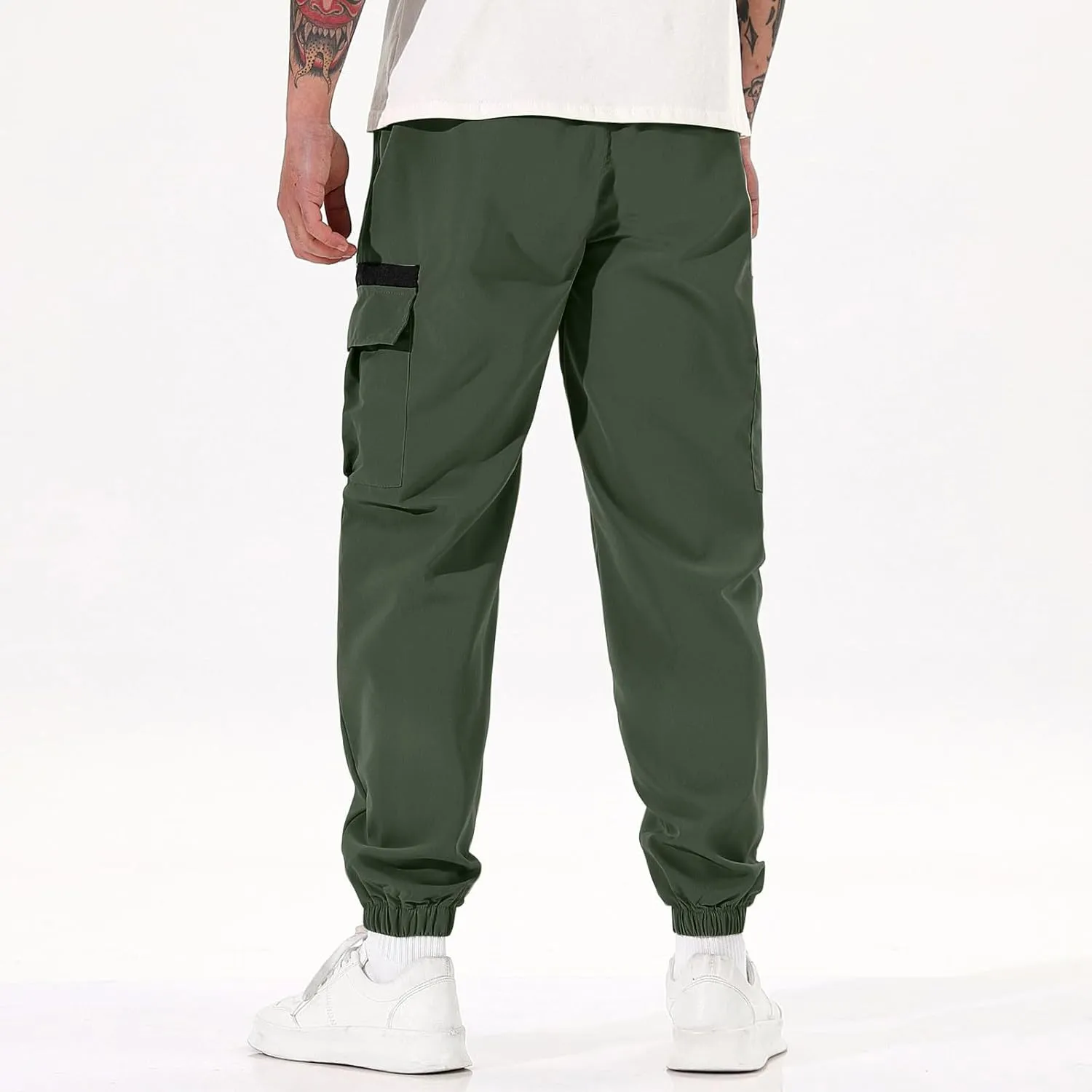 Cargo Pants for Men Drawstring Cotton Classic Work Pants Baggy Running Climbing Resistant Vintage Dress Pants Pockets