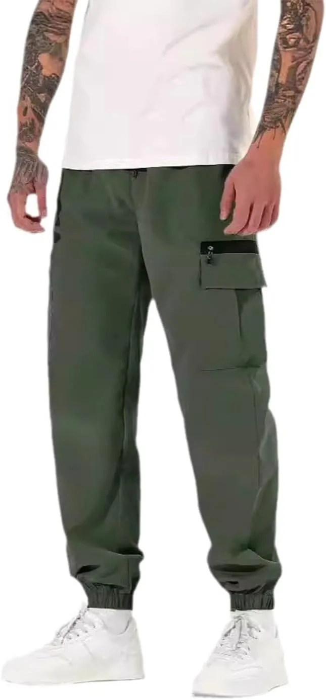 Cargo Pants for Men Drawstring Cotton Classic Work Pants Baggy Running Climbing Resistant Vintage Dress Pants Pockets