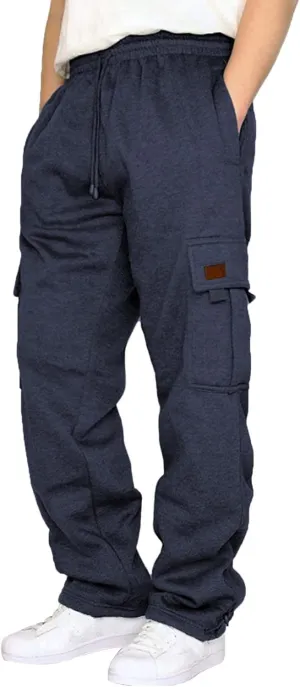 Cargo Pants For Men Mens Heavyweight Cargo Fleece Sweatpants Stretch Elastic Sports Jogger Trendy Trousers Pants