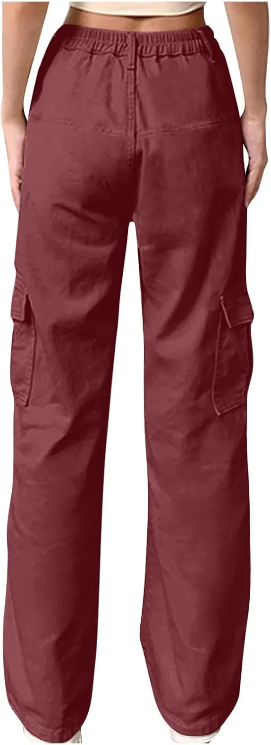 Cargo Pants for Women High Waisted Pants Baggy Stretchy Wide Leg Y2K Streetwear Multiple Pockets Fashion Cargo Jeans