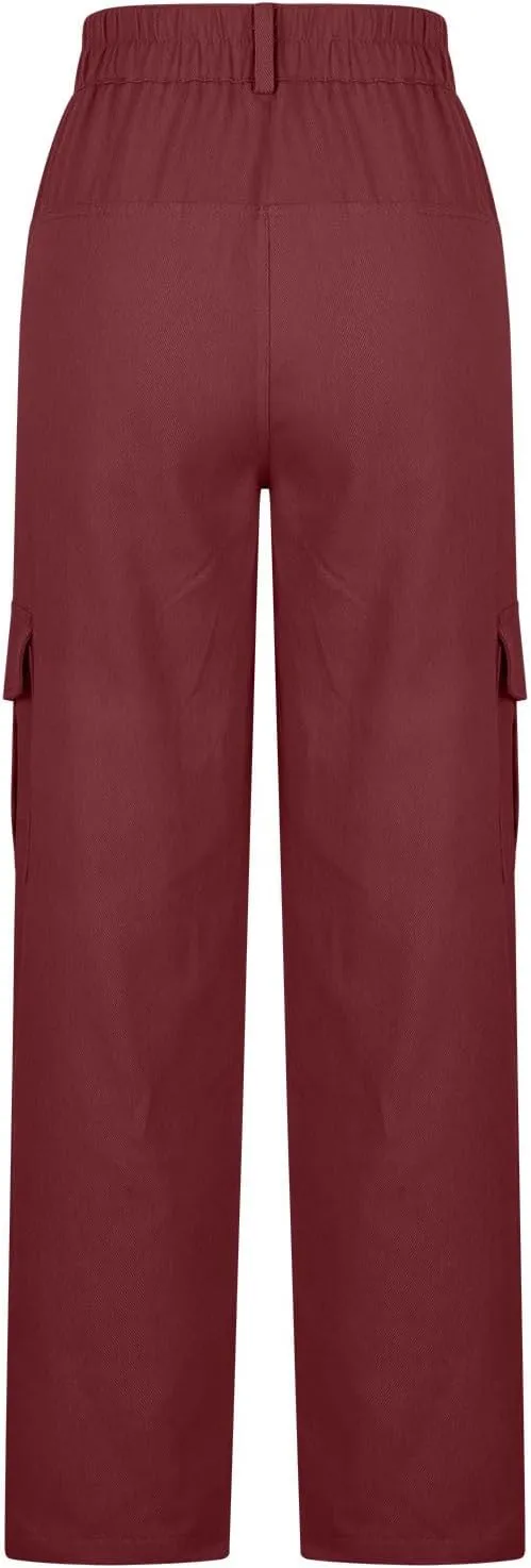 Cargo Pants for Women High Waisted Pants Baggy Stretchy Wide Leg Y2K Streetwear Multiple Pockets Fashion Cargo Jeans