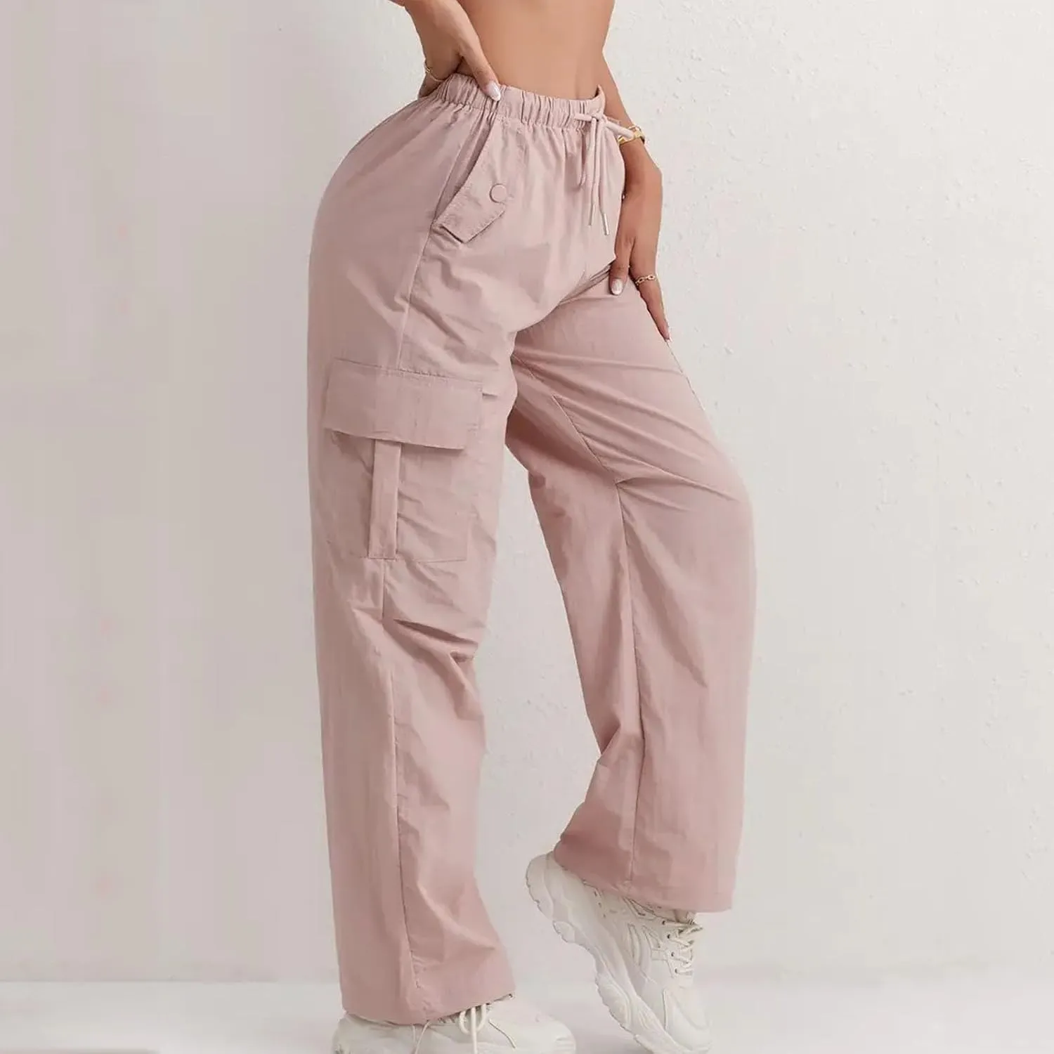 Cargo Pants for Women Stretchy Loose Quick Dry Parachute Pants with Multi Pockets Summer Fashion Outdoor Streetwear