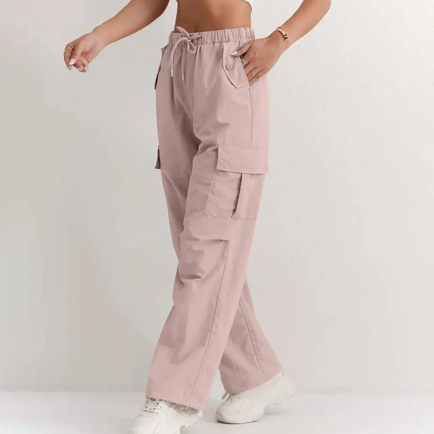 Cargo Pants for Women Stretchy Loose Quick Dry Parachute Pants with Multi Pockets Summer Fashion Outdoor Streetwear
