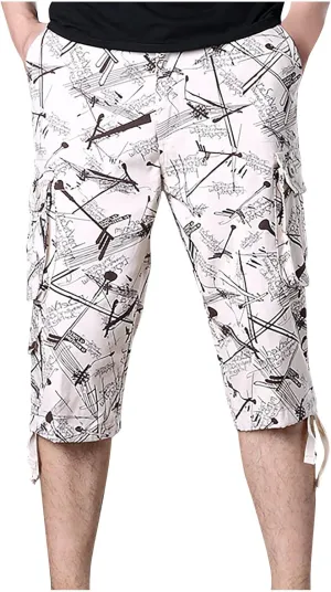 Cargo Shorts for Men Below Knee Hiking Shorts Loose Tactical Pants Outdoor Athletic Running Shorts Capri Short Pants