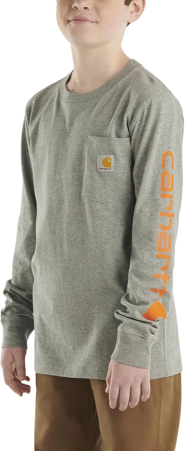 Carhartt Boys' Long Sleeve Crewneck T-Shirt with Pocket