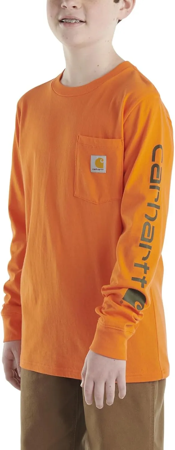 Carhartt Boys' Long Sleeve Crewneck T-Shirt with Pocket